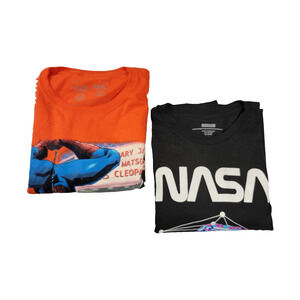 2 Pack Mens 3XL Long Sleeve Tees Marvel Spider-Man Orange & Black NASA (1078)